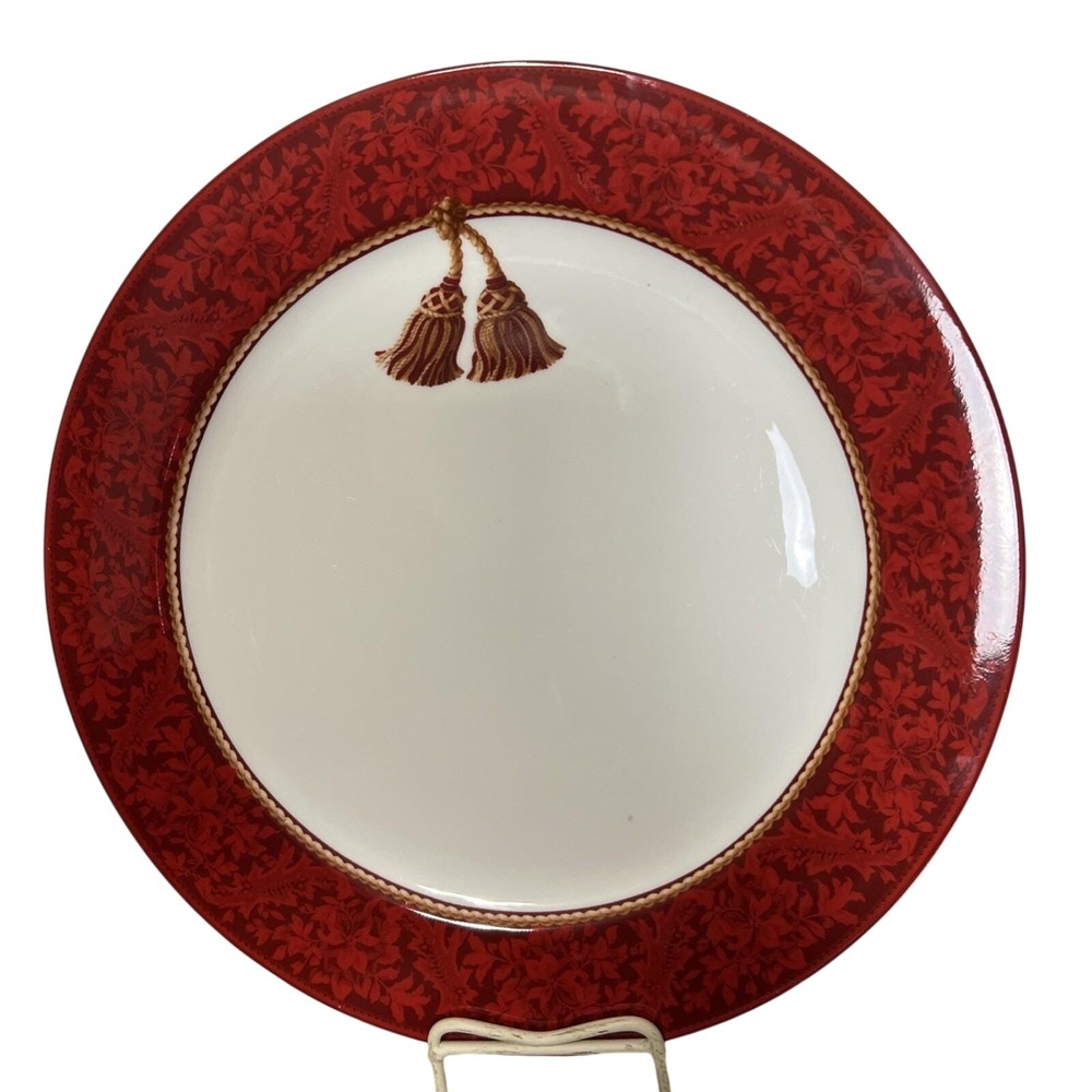 Hallmark‎ Sakura Holiday Abundance Platter 14" Red Border w Tassels